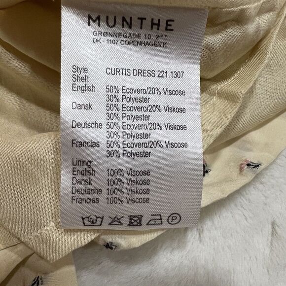 Munthe Curtis Dress Cream Floral Midi Ruffle NWT Sz 0 / XS - Picture 10 of 16